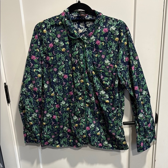 J Crew Floral Pajama Top Button Close EUC - Picture 1 of 9
